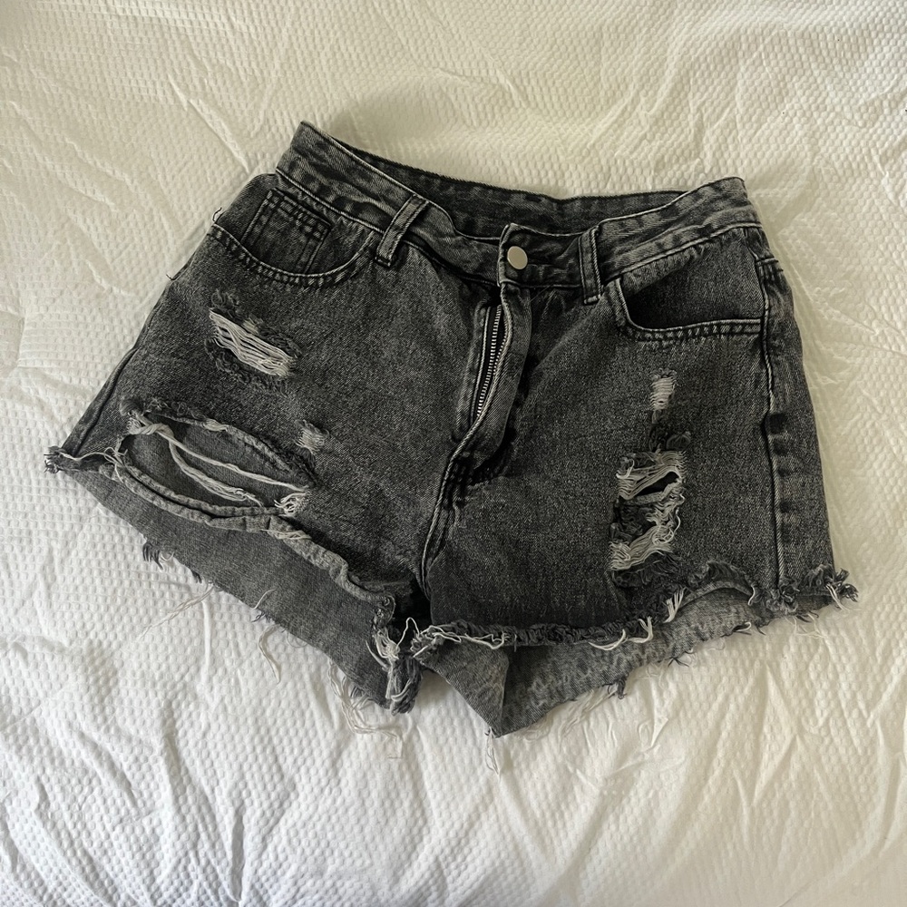 Black Jean Shorts Distressed